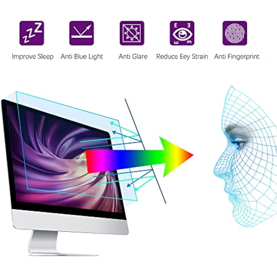 AiMok 24 Inch Anti Blue Light Filter | Anti-Glare Screen Protector for Monitor