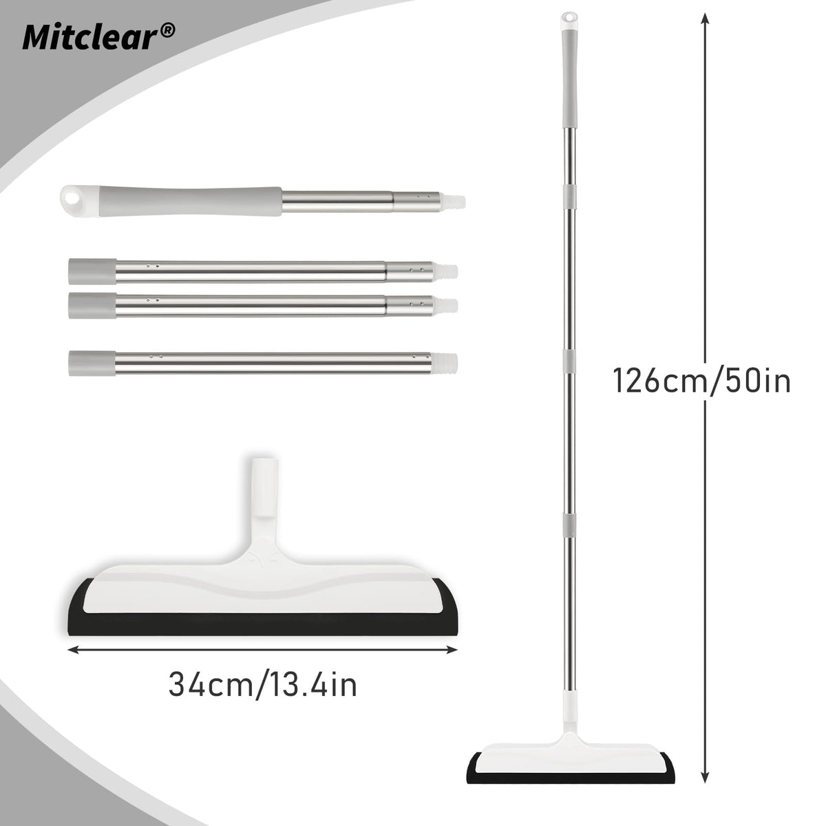 Mitclear Floor Squeegee Mop for Wet Room, Shower Sweeper Long Handle 50 IN - image 3