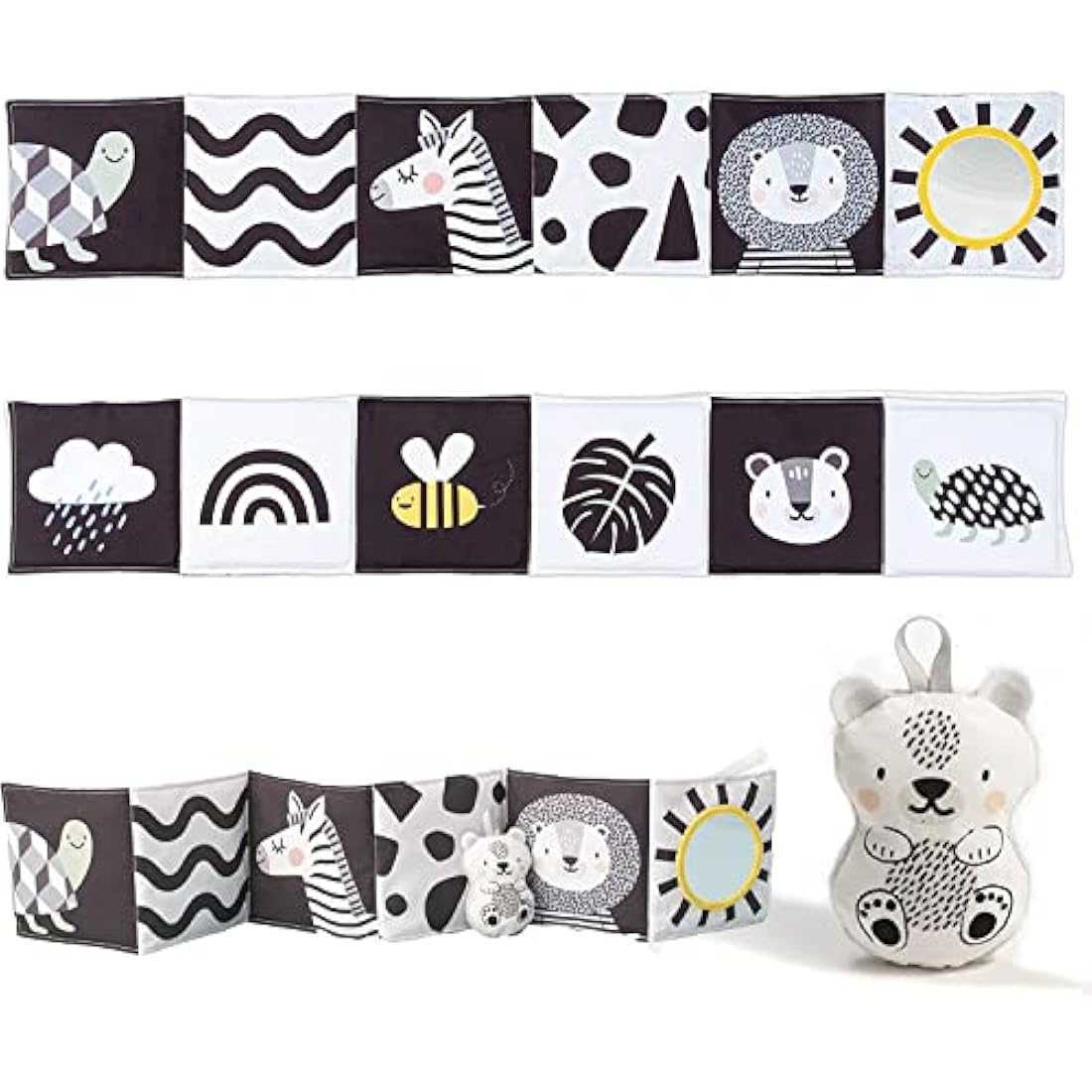 Taf Toys Savannah High Contrast 3-in-1 Soft Baby Book for Tummy Time