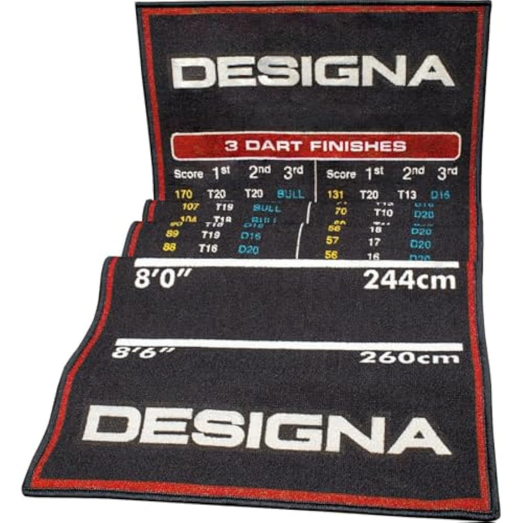 Designa Darts Non-Slip Carpet Mat with Checkout Chart and Oche