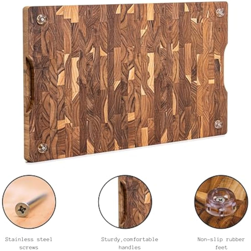 Erreke Extra Large Teak Wood End Grain Chopping Board with Juice Groove