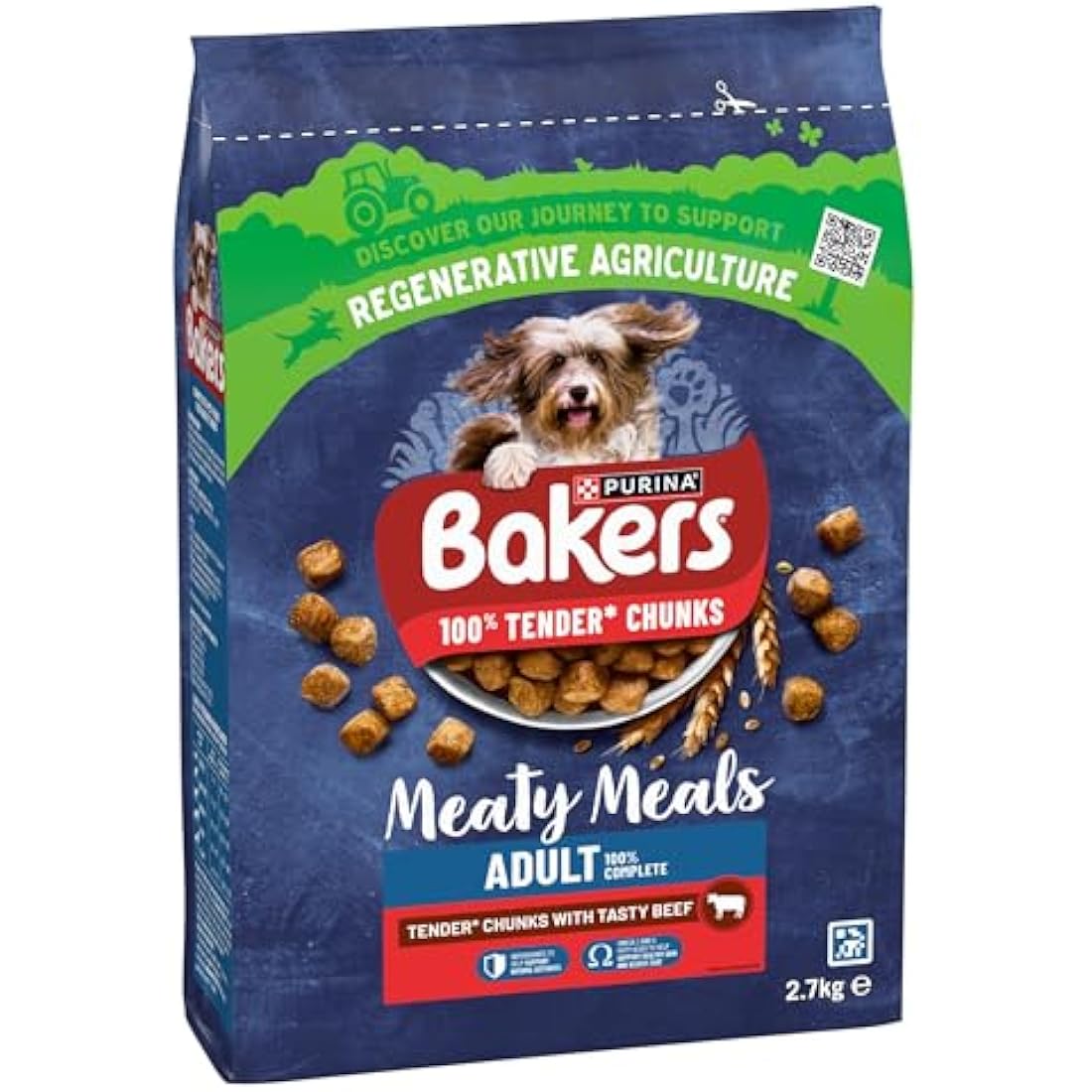 Bakers Meaty Meals Beef Adult Dry Dog Food - 2.7kg (Pack of 4)