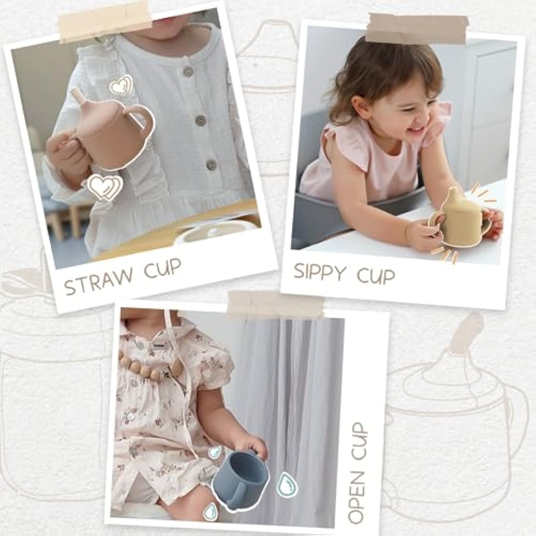 Moonkie Silicone Baby Sippy Cup | 3-Stage Transition Straw Cup, 4oz