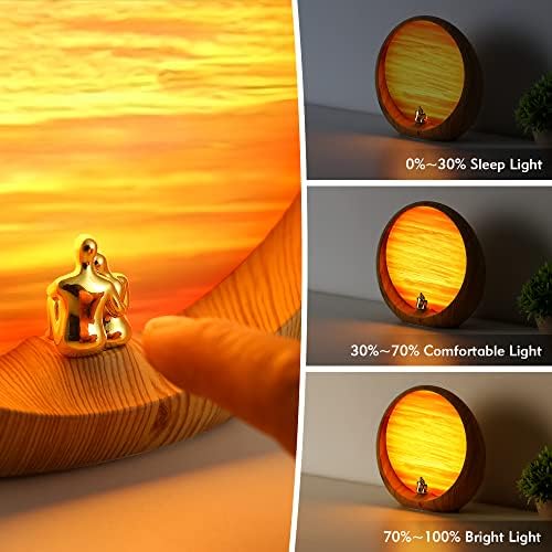 Mamre Sunset Lamp – Dimmable Wood Grain Table Lamp for Romantic Decor