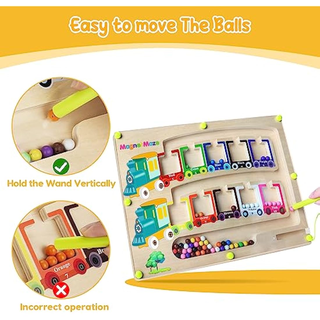 Pincush Magnetic Color and Number Maze – Montessori Wooden Counting Toy