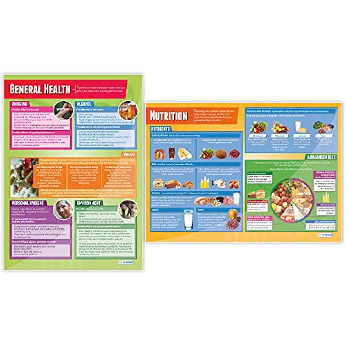 Health & Fitness PE Posters | Set of 5 Laminated A1 Classroom Charts