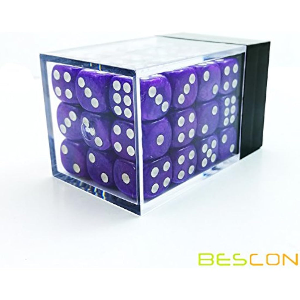 Bescon Marble Purple 12mm 6-Sided Dice Set | 36 Count Block with Box