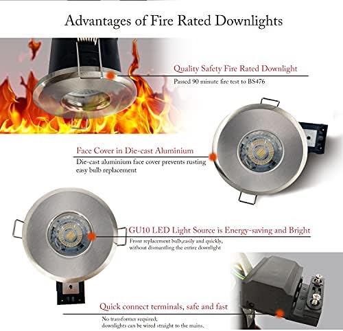 Sweier 90-Min Fire Rated IP65 Bathroom LED Downlights | 4-Pack Satin Nickel