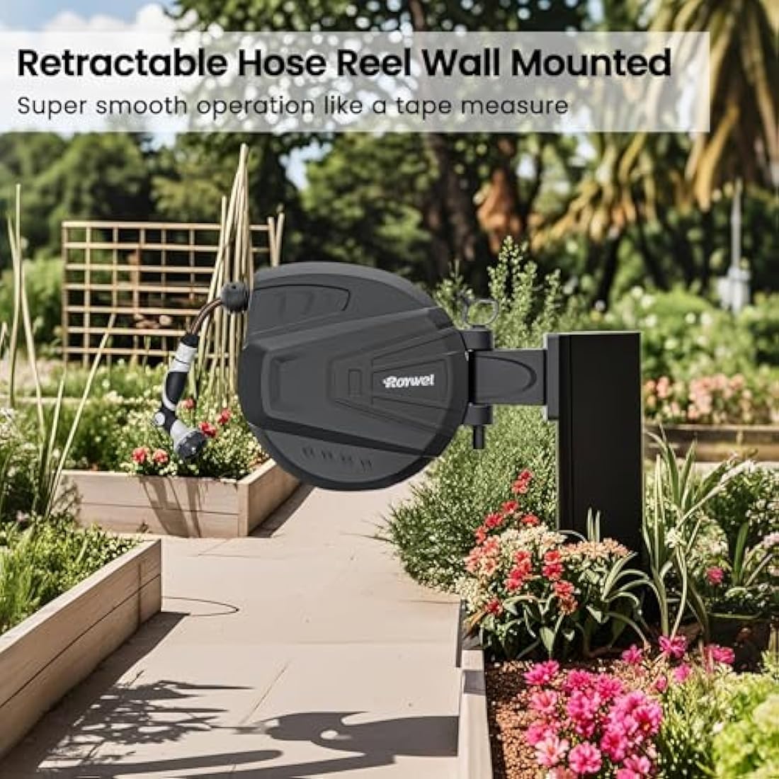 Roywel 30M Auto Reel Garden Hose – Wall Mounted Retractable Hose Reel