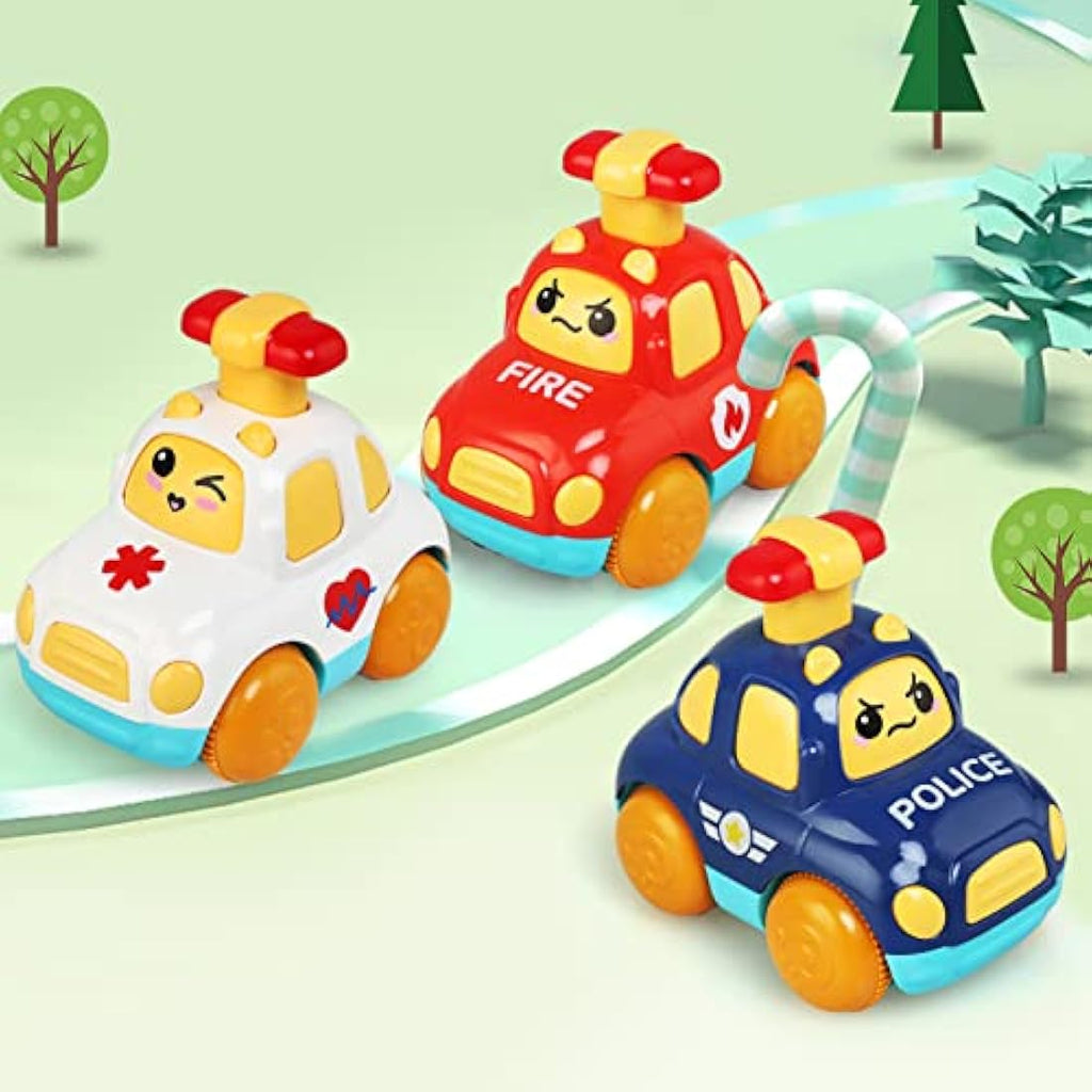 LEADSTAR Cartoon Wind Up Toy Cars | 3-Pack Press and Go Toddler Toys