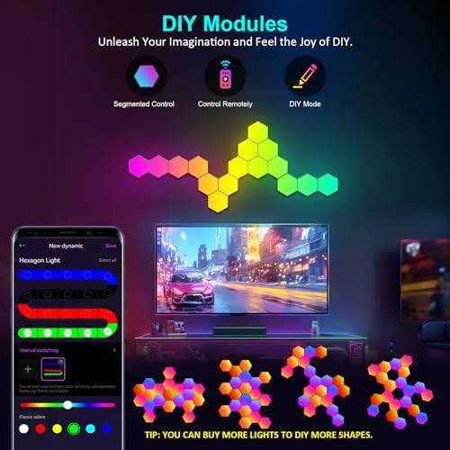 Kangtaixin Hexagon LED Lights – 20 Pack RGB Smart Music Sync Panels