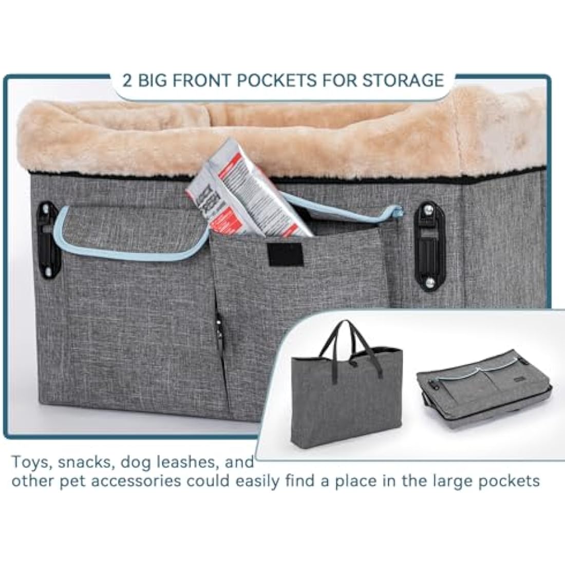 Petsfit Dog Car Seat for Medium Dogs | Elevated Booster Seat, Light Grey