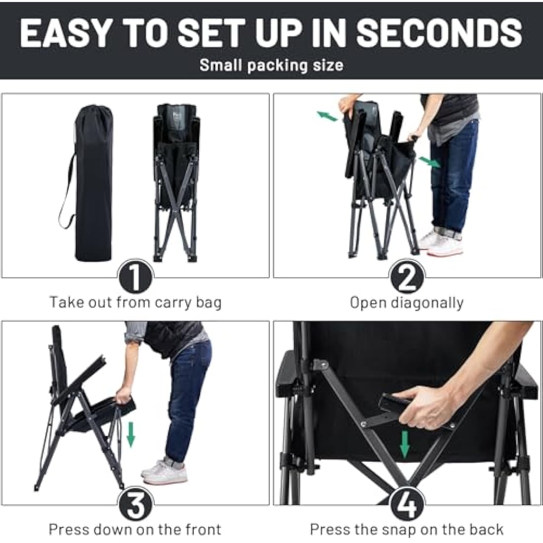 TIMBER RIDGE Heavy Duty Folding Camping Chair | 260kg Padded Recliner