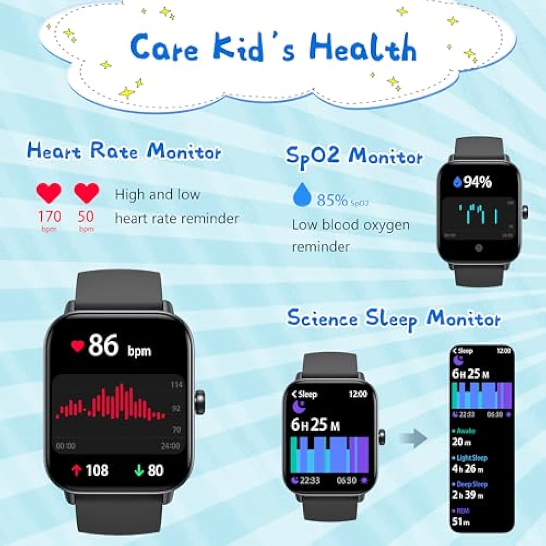 KALINCO Kids Smart Watch – IP68 Waterproof Fitness Tracker with Calling