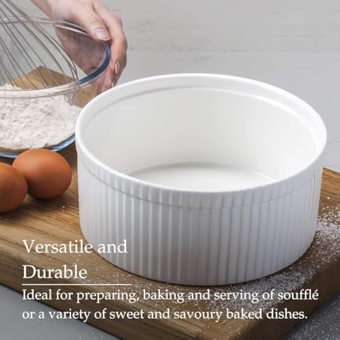 WM Bartleet & Sons Porcelain Soufflé Dish – 22cm White Ceramic Bowl