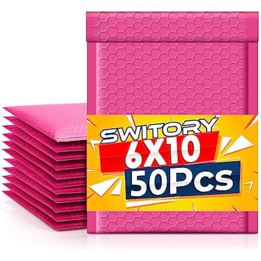 Switory Pink Bubble Mailers | 50 Pack A5 Padded Poly Envelopes 6x10"