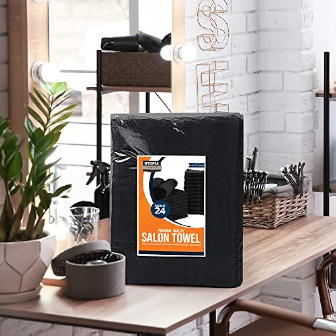 Utopia Towels Bleach Proof Cotton Salon Towels - 24 Pack, Black