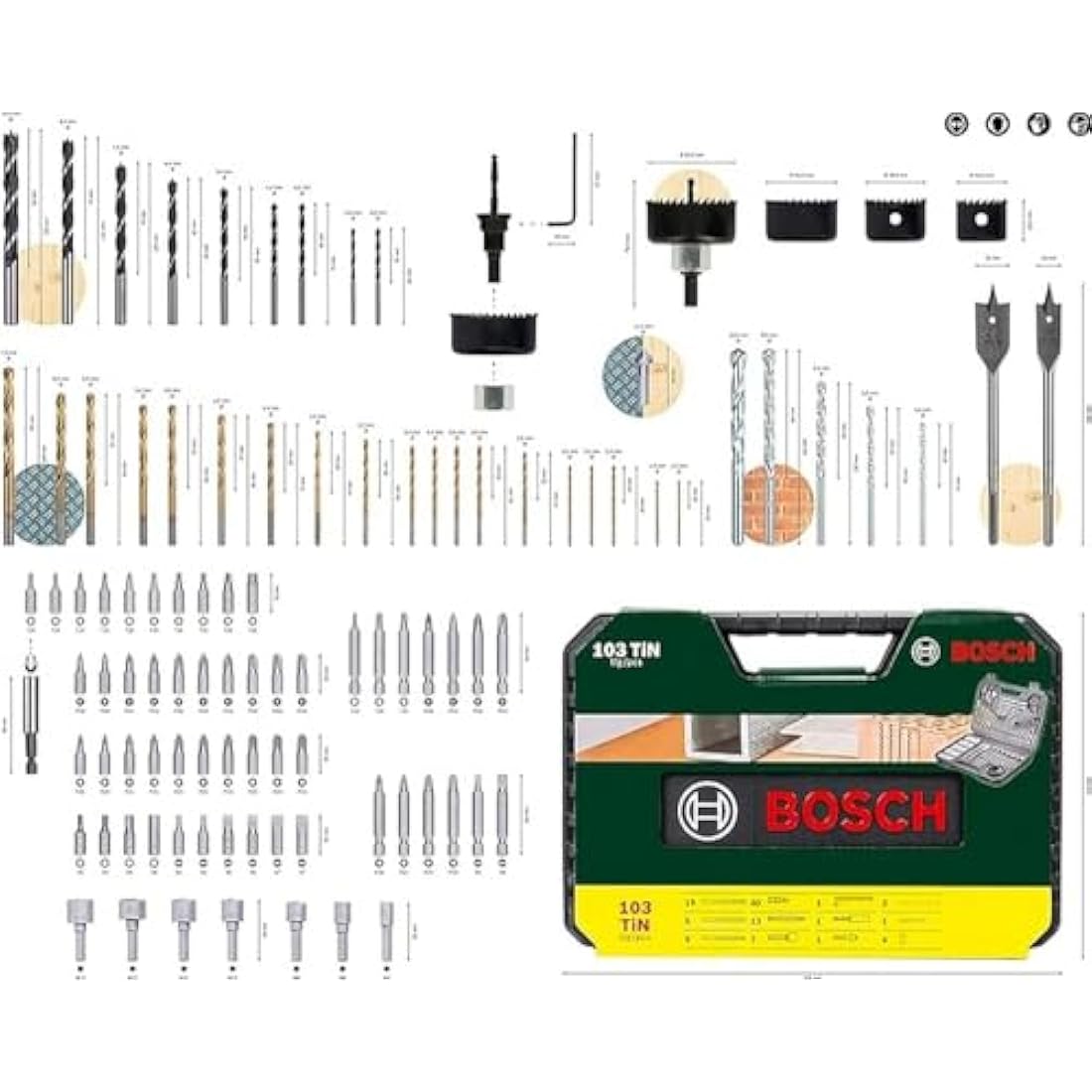 Bosch V-Line 103-Piece Titanium Drill and Screwdriver Bit Set for DIY