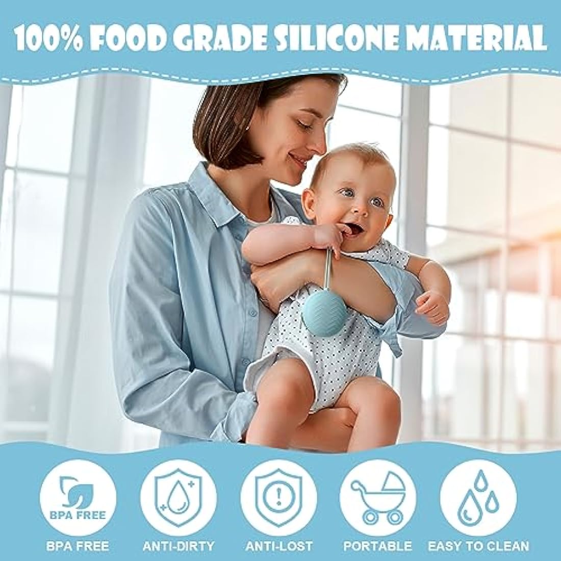 Jolof Store Silicone Pacifier Holder Case – 2 Pack Portable Soother Pods