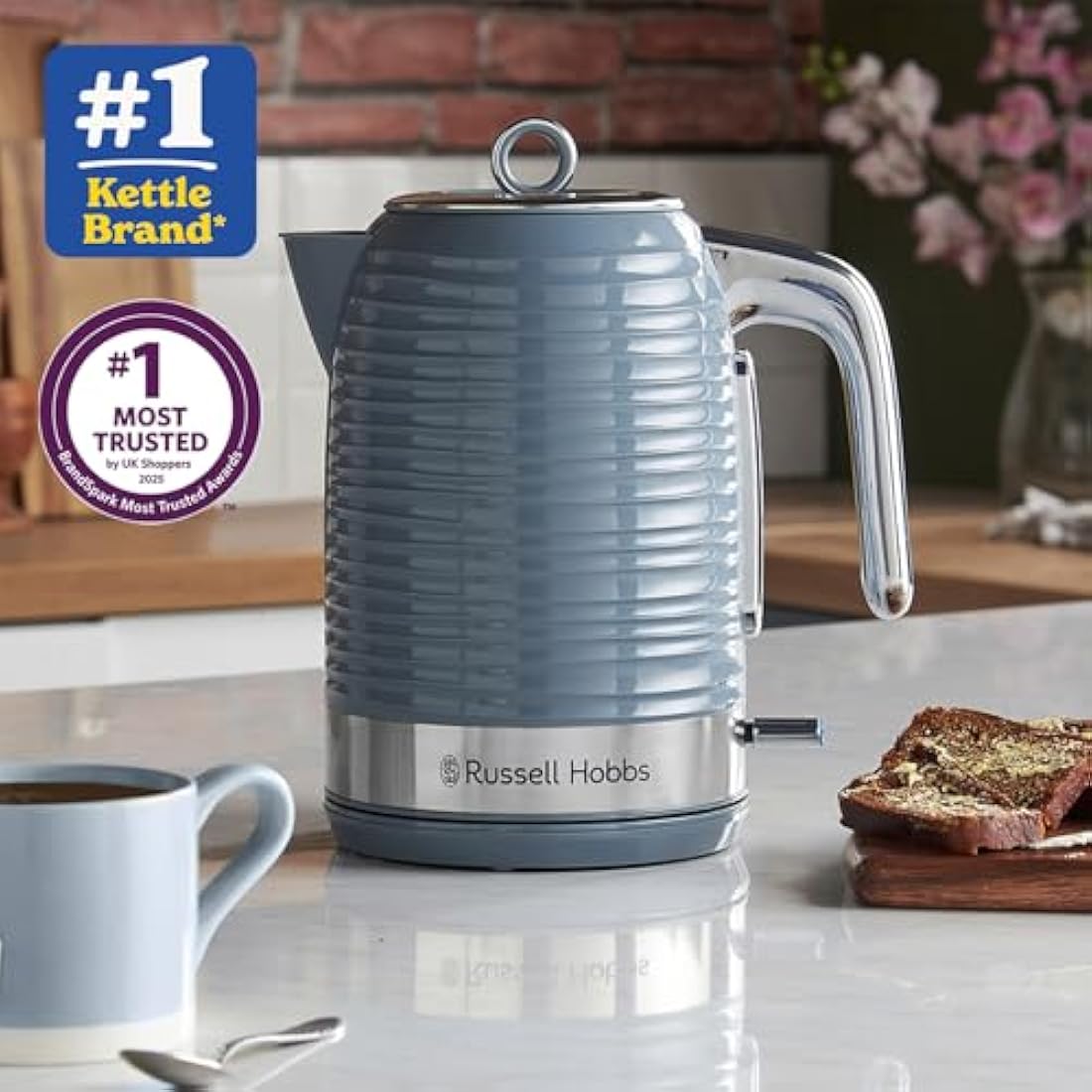 Russell Hobbs Inspire Electric Kettle – 1.7L Fast Boil 3KW – Grey