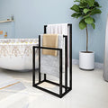 Jolof Store 3-Tier Freestanding Towel Rack – Black Steel Bathroom Stand