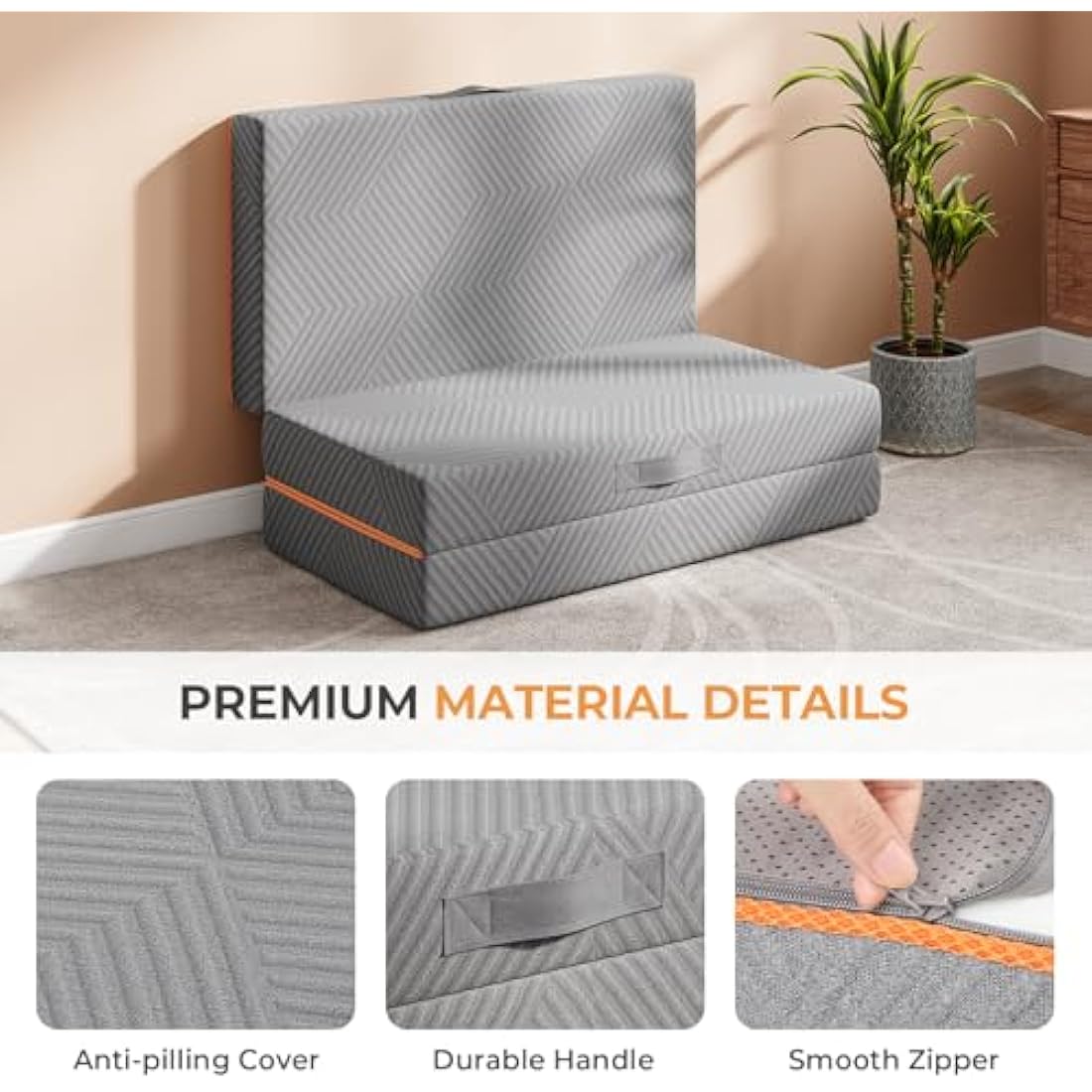 Vesgantti Tri-fold Mattress – 10cm Gel Memory Foam Single Guest Bed