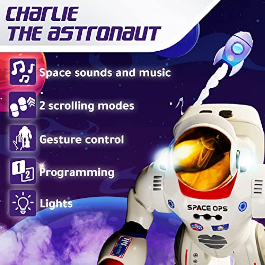 Xtrem Bots Charlie The Astronaut – Programmable STEM Robot Toy