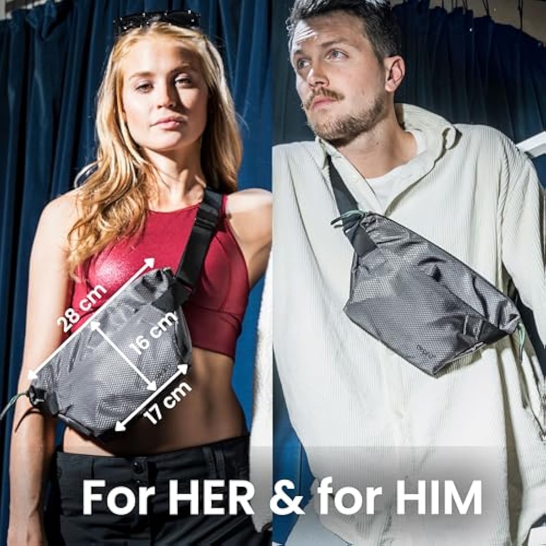 OTARO Waterproof Nylon Bum Bag – Grey Unisex Waist Pack for Hiking