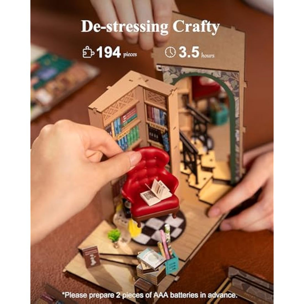 Rolife Shakespeare's Bookstore Book Nook Kit – 3D Wooden Miniature House