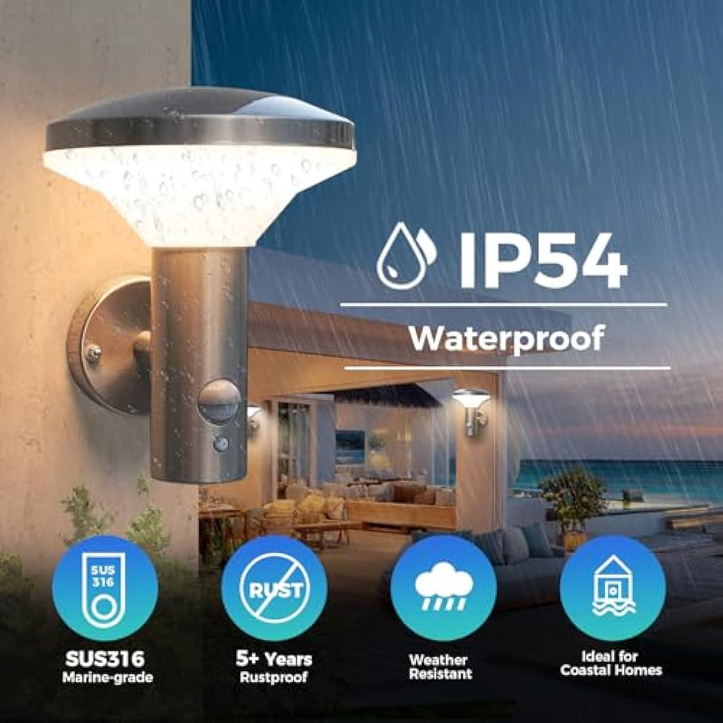 NBHANYUAN LED Outdoor Wall Light – SUS316 Stainless Steel Motion Sensor