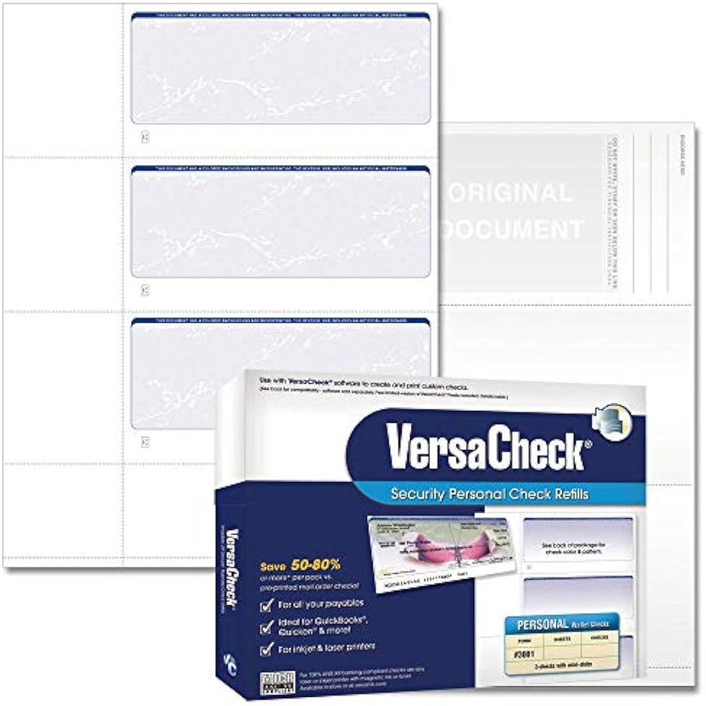 VersaCheck Blank Wallet Checks – 750 Count Blue Prestige Secure Form 3001