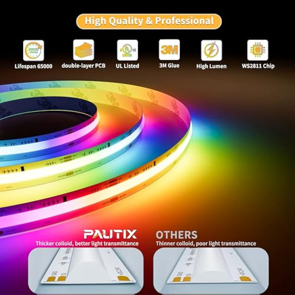 PAUTIX RGBIC COB LED Strip Light – 10M Addressable 24V Flexible Tape