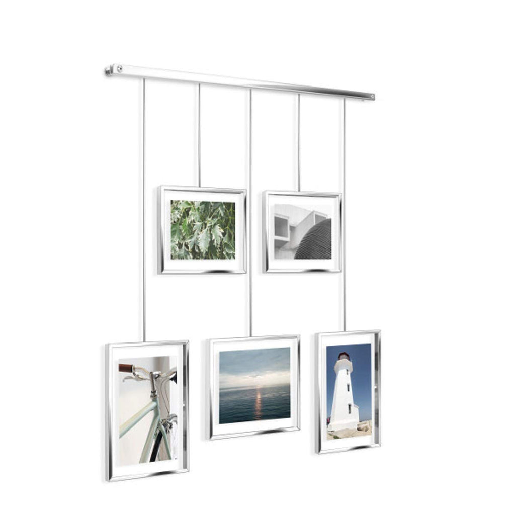 Umbra Exhibit Gallery Wall Frame Set - 5 Piece Modern Photo Display, Chrome