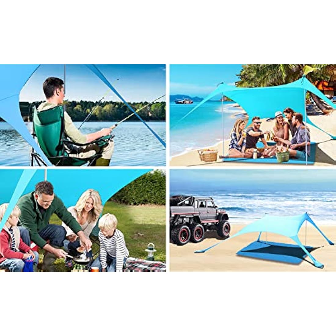 CUUPO 7x7 FT Beach Tent Sun Shelter | UPF 50+ Lycra Canopy with 2 Poles