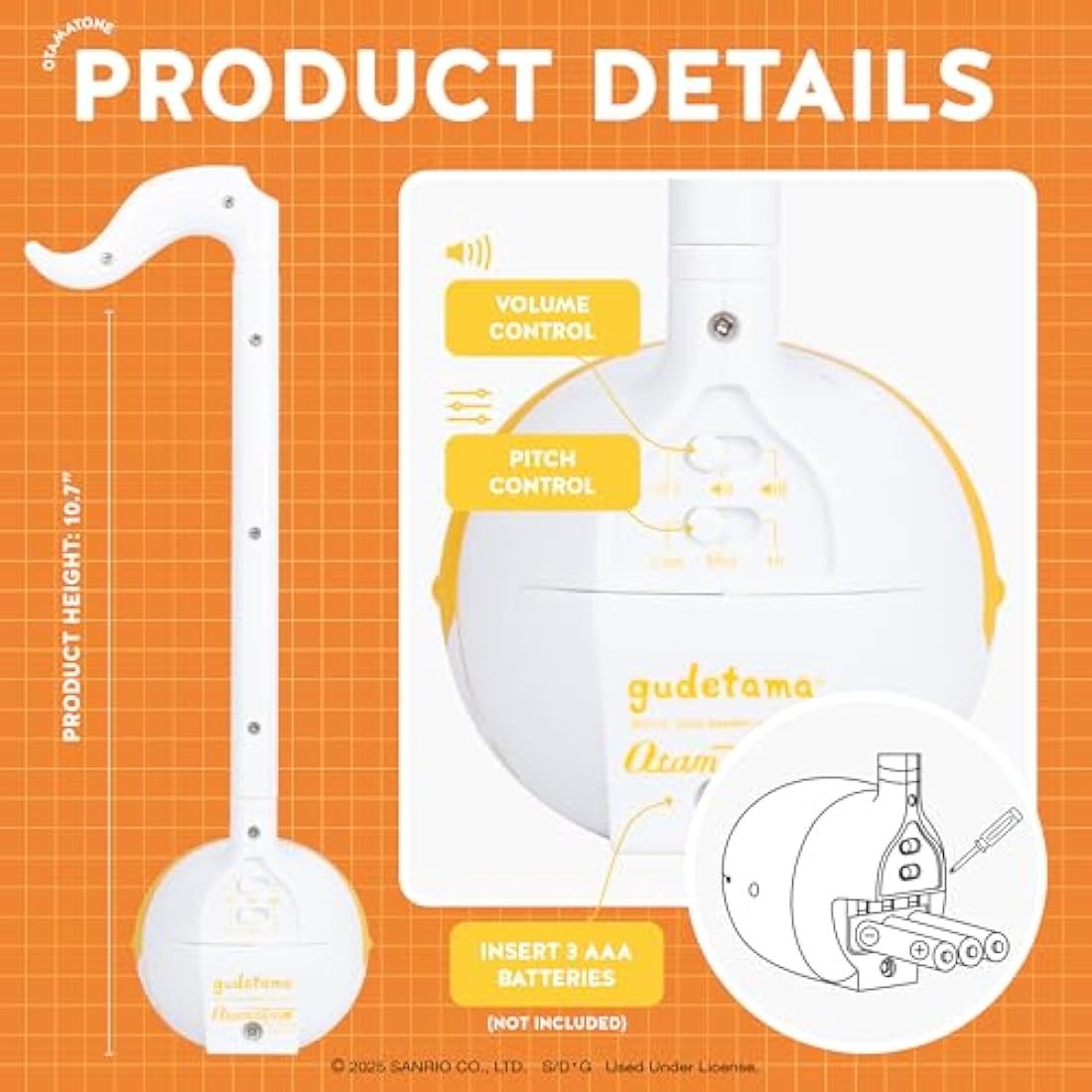Otamatone Sanrio Gudetama Edition – Portable Electronic Musical Toy
