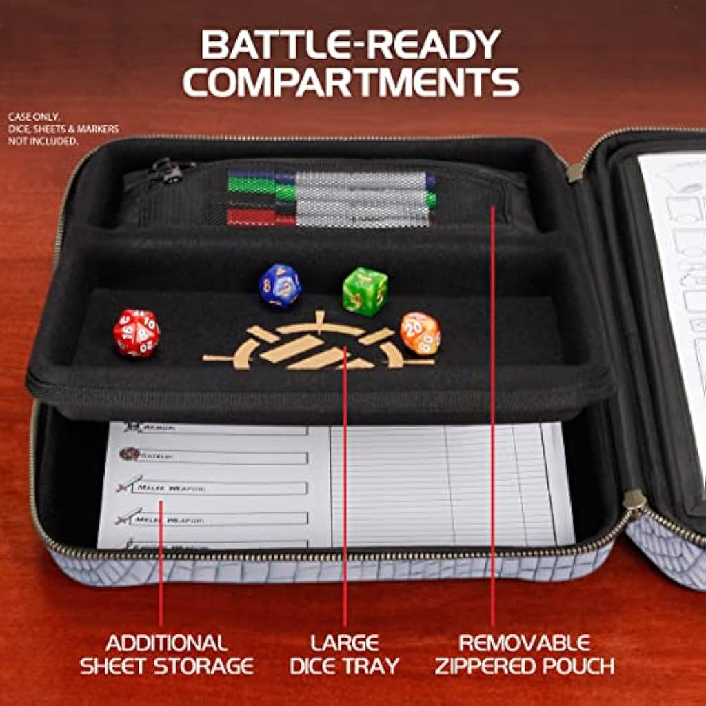 ENHANCE RPG Organizer Case – DnD Binder with Miniature Foam Tray
