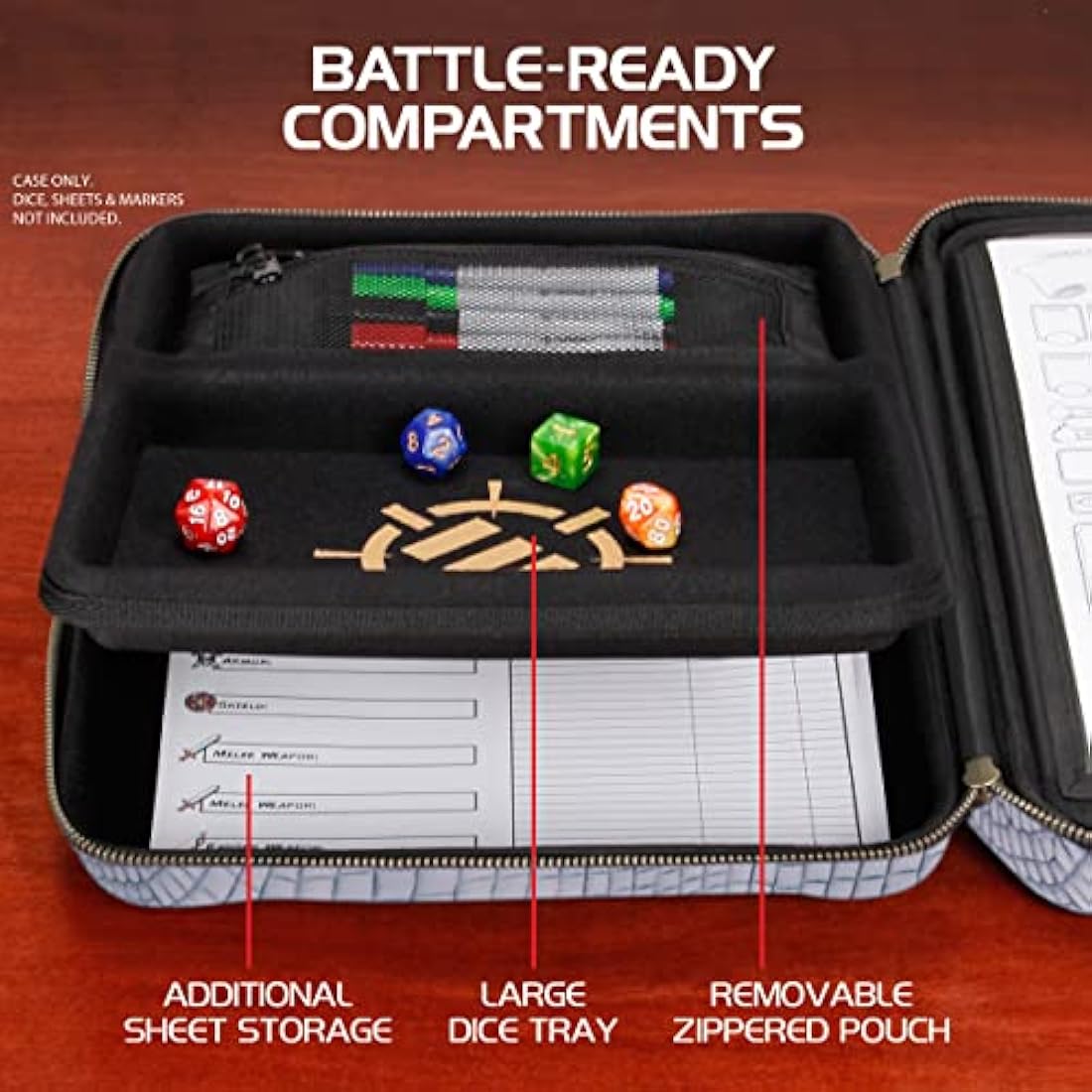 ENHANCE RPG Organizer Case – DnD Binder with Miniature Foam Tray