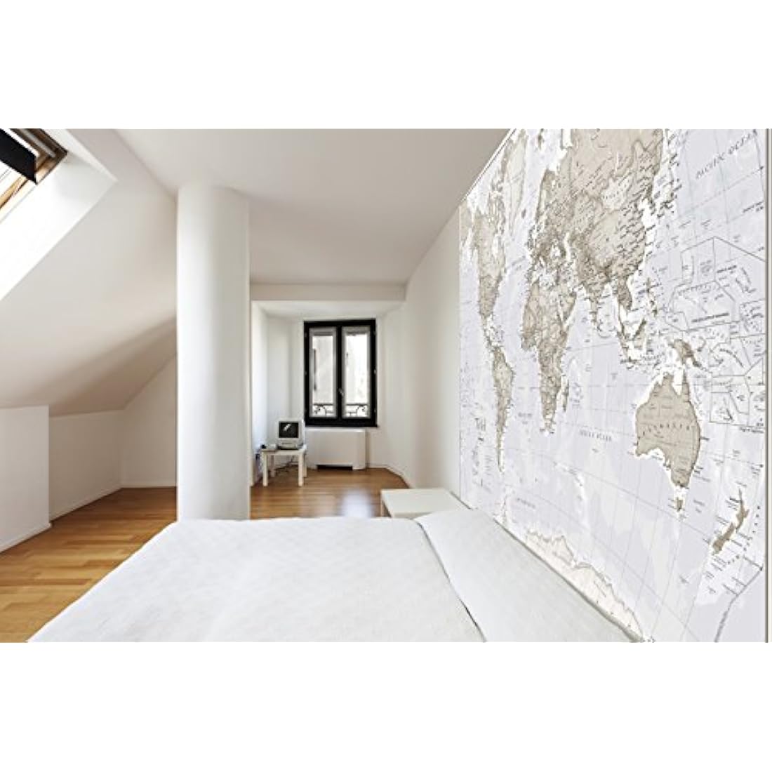 Giant World Map Wall Mural – Neutral Tones – 232 x 158cm
