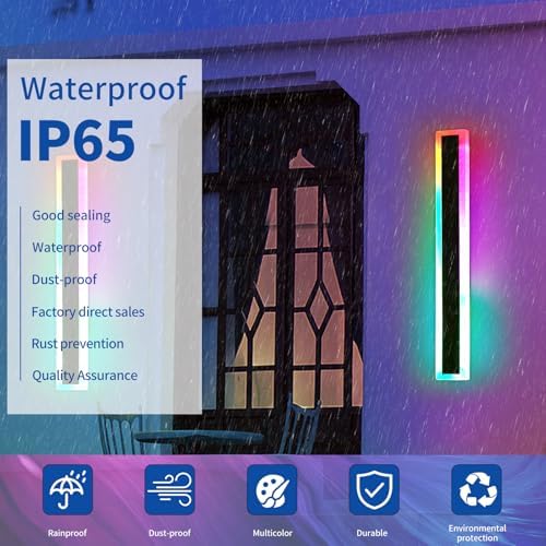 Mikeru 60cm RGB Outdoor Wall Light – IP65 Waterproof LED Sconce, 2-Pack