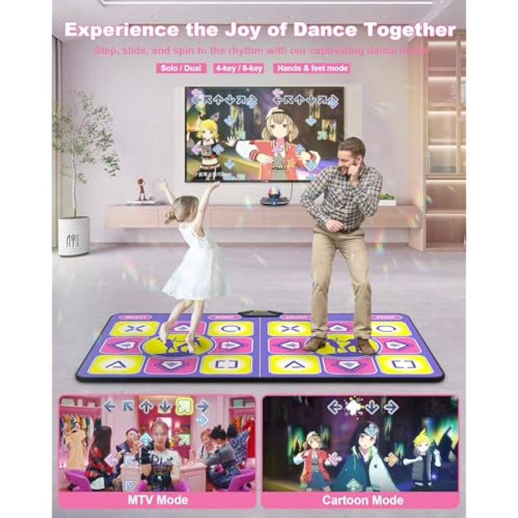Acelufly Double Dance Mat with HD Camera – Wireless Fitness Pad (Purple)