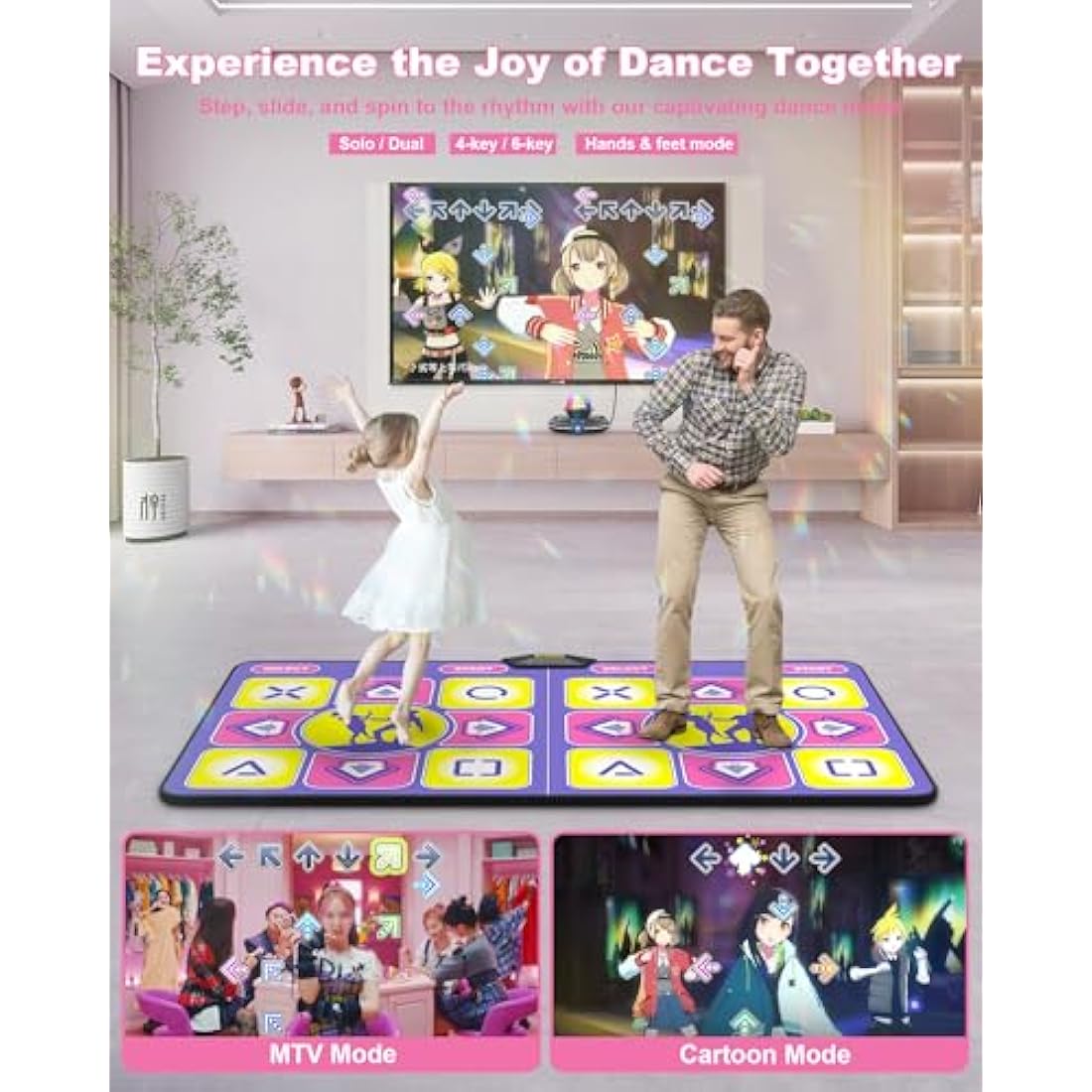 Acelufly Double Dance Mat with HD Camera – Wireless Fitness Pad (Purple)
