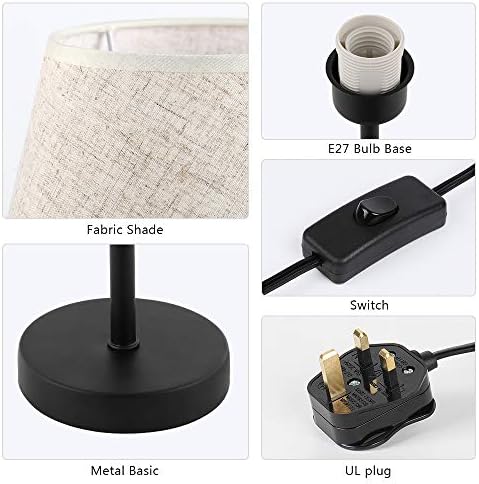 LIANTRAL Modern Bedside Lamps Set of 2 | Linen Shade Table Lamps