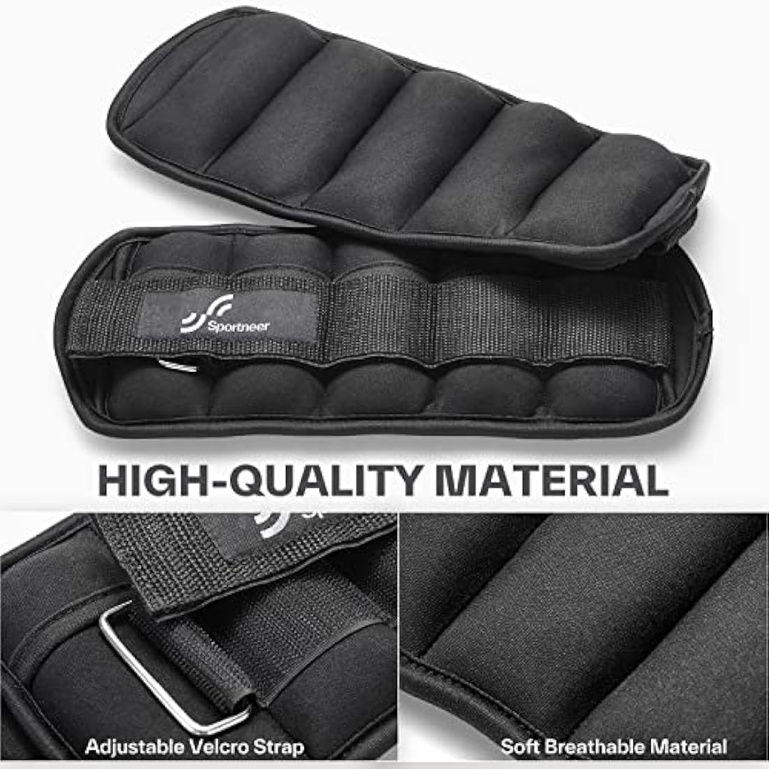 Sportneer Adjustable Ankle Weights Set | 0.9kg - 4.5kg Pair | Neoprene