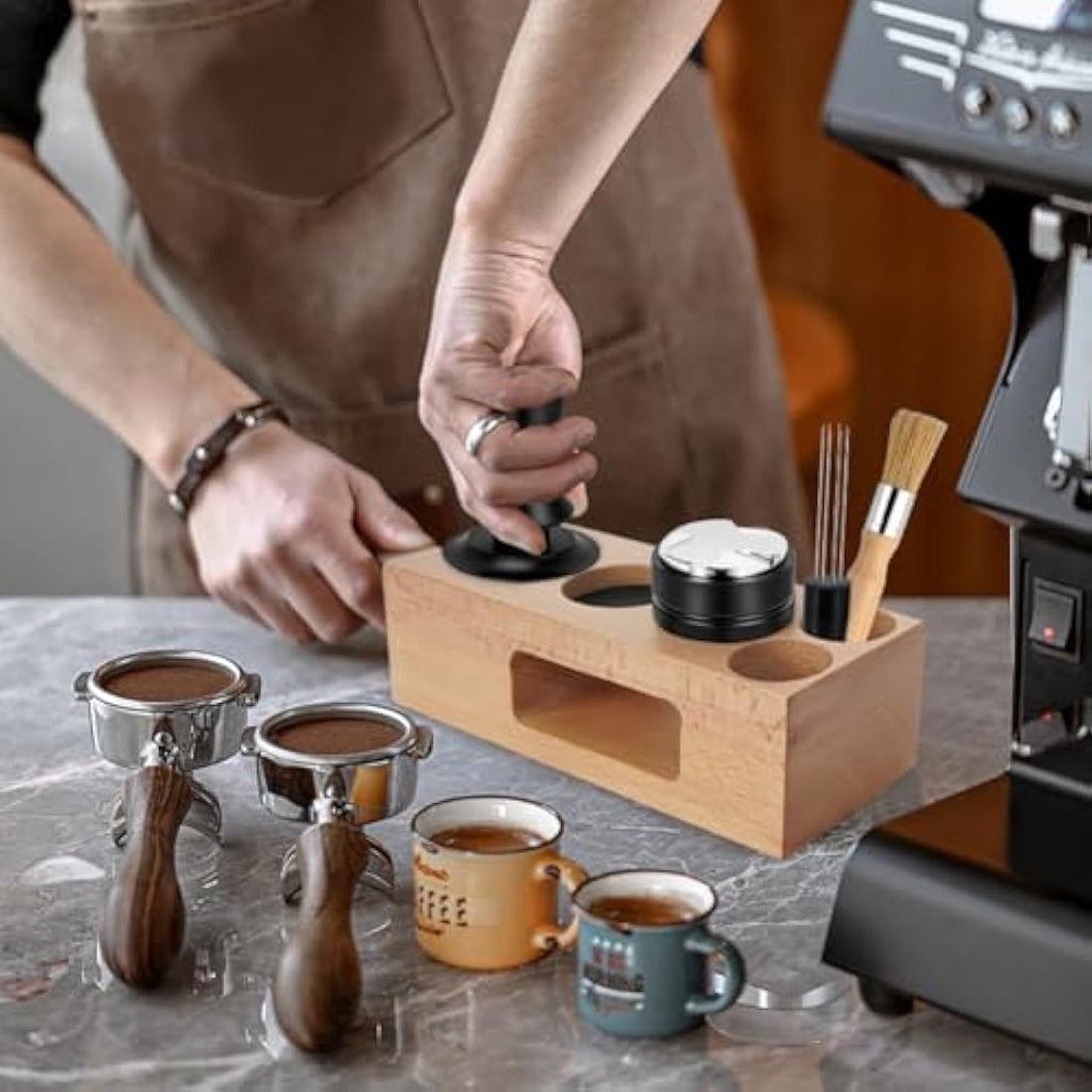 Jolof Store 5-Piece Espresso Tamper Set with 51mm Beechwood Station