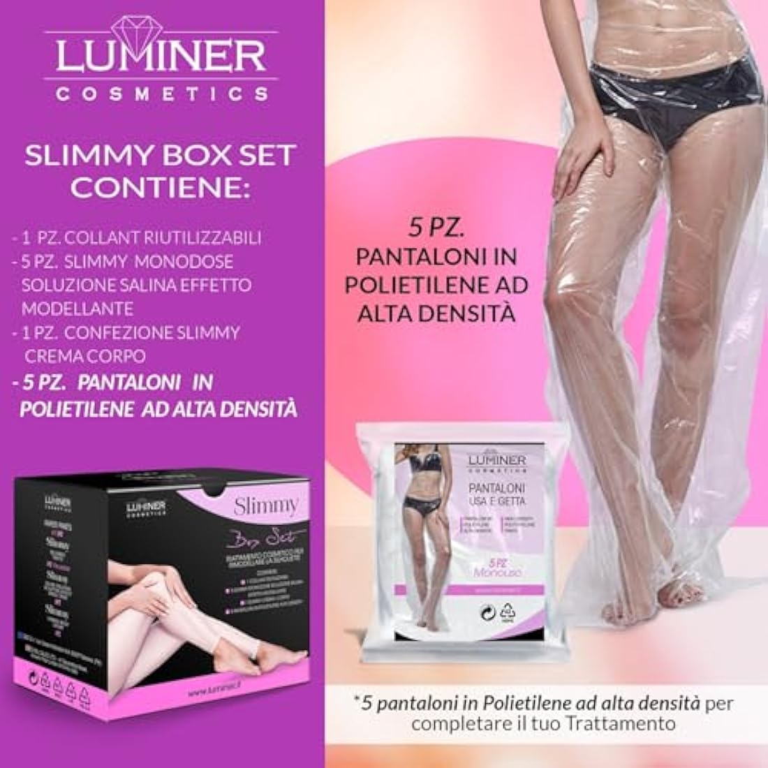 LUMINER Slimmy Box Set | Anti-Cellulite Draining Tights with Dead Sea Salt