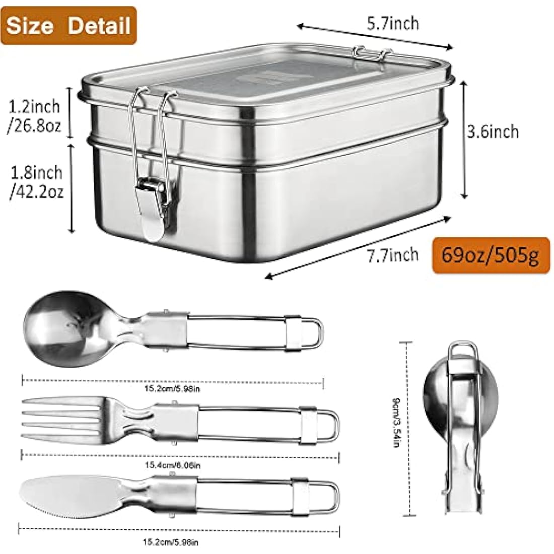 Nicelock 2-Tier Stainless Steel Lunch Box | 1960ml Leak-Proof Bento Box