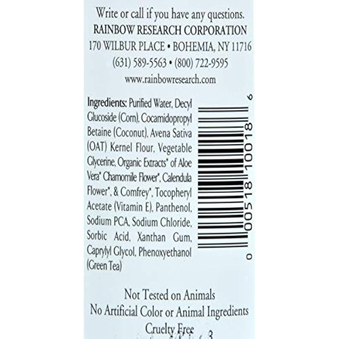 Rainbow Research Colloidal Oatmeal Bath & Body Wash - Fragrance Free, 12oz