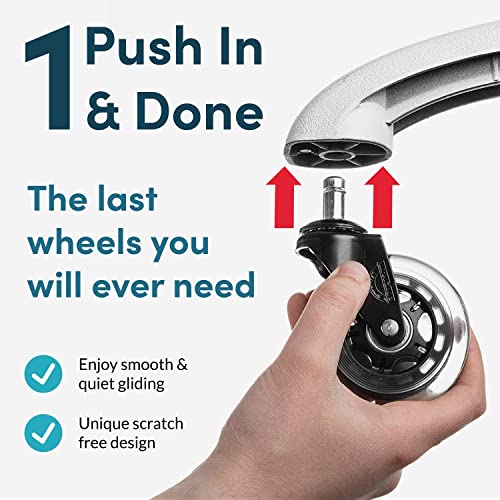 Jolof Store Office Chair Wheels - Heavy Duty Rubber Casters, 11x22mm