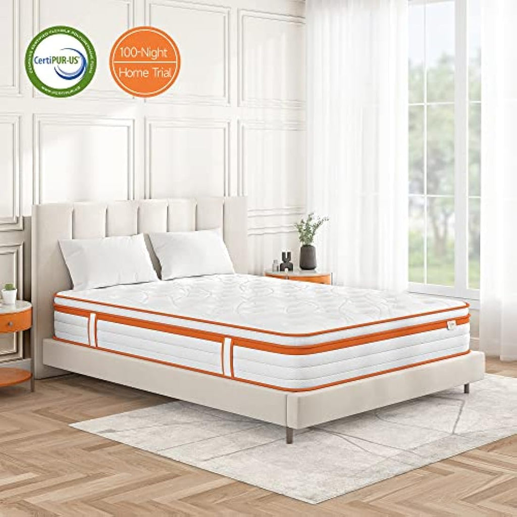 TeQsli 3FT Single Hybrid Mattress | 10 Inch Gel Memory Foam & Pocket Sprung