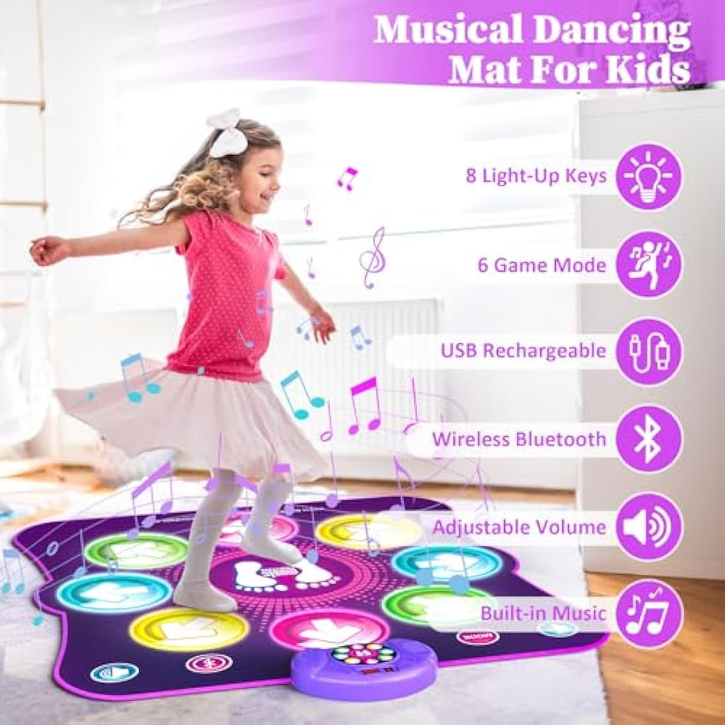 Jolof Store Bluetooth Dance Mat – Rechargeable 8-Arrow Light Up Pad